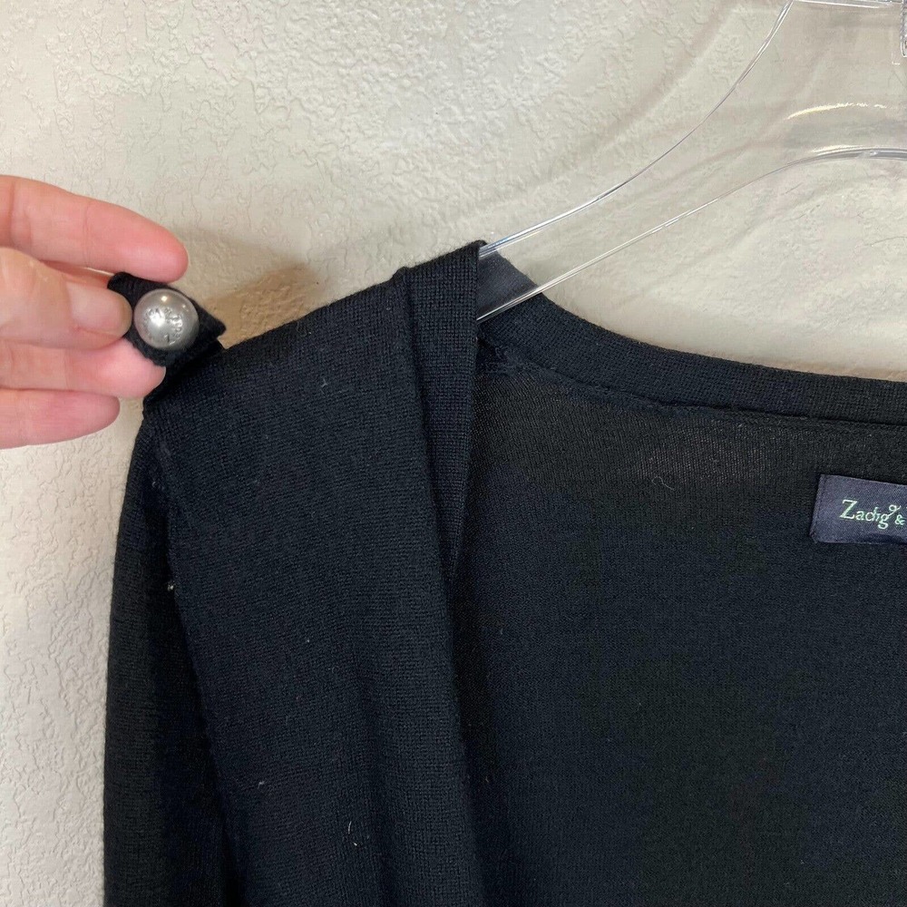 Zadig & Voltaire Womens Canelle Cardigan Sz Small Black Button Front Merino Wool - Picture 2 of 12